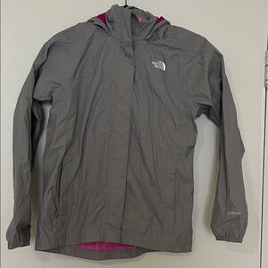 The North Face Girl’s Gray and Pink Rain Jacket Size L (14/16)